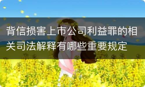背信损害上市公司利益罪的相关司法解释有哪些重要规定