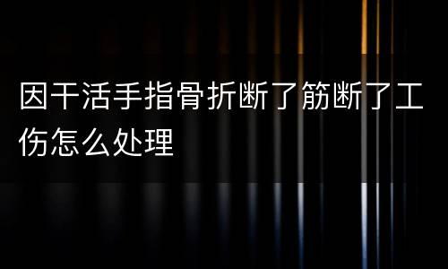 因干活手指骨折断了筋断了工伤怎么处理