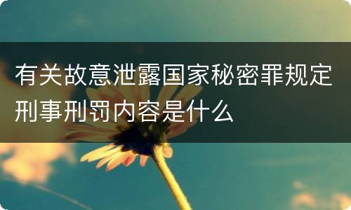 有关故意泄露国家秘密罪规定刑事刑罚内容是什么