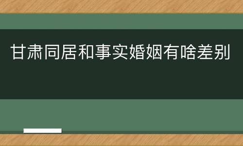 甘肃同居和事实婚姻有啥差别
