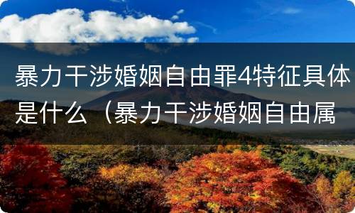 暴力干涉婚姻自由罪4特征具体是什么（暴力干涉婚姻自由属于犯罪吗）