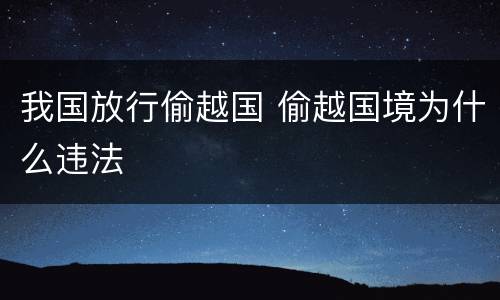 我国放行偷越国 偷越国境为什么违法