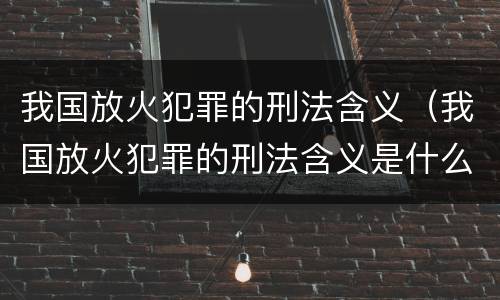 我国放火犯罪的刑法含义（我国放火犯罪的刑法含义是什么）