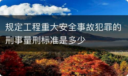 规定工程重大安全事故犯罪的刑事量刑标准是多少