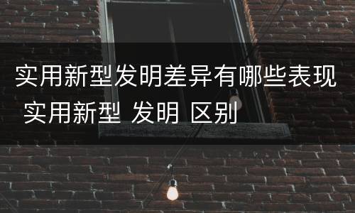 实用新型发明差异有哪些表现 实用新型 发明 区别