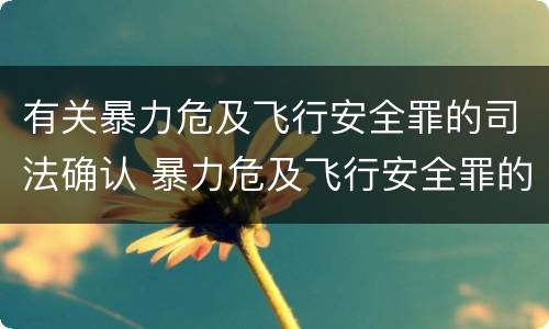 有关暴力危及飞行安全罪的司法确认 暴力危及飞行安全罪的构成要件