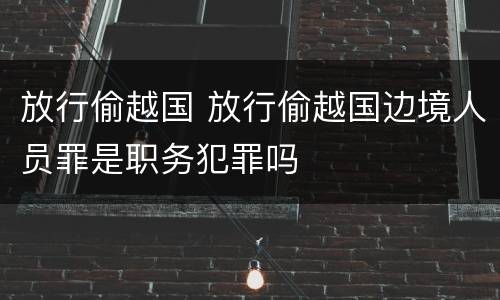放行偷越国 放行偷越国边境人员罪是职务犯罪吗