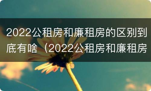 2022公租房和廉租房的区别到底有啥（2022公租房和廉租房的区别到底有啥不一样）