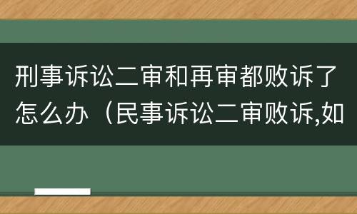 刑事诉讼二审和再审都败诉了怎么办（民事诉讼二审败诉,如何审请再审）