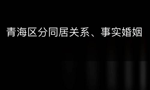 青海区分同居关系、事实婚姻
