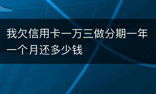 我欠信用卡一万三做分期一年一个月还多少钱