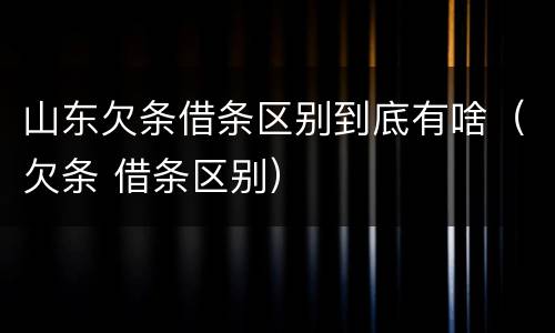 山东欠条借条区别到底有啥（欠条 借条区别）
