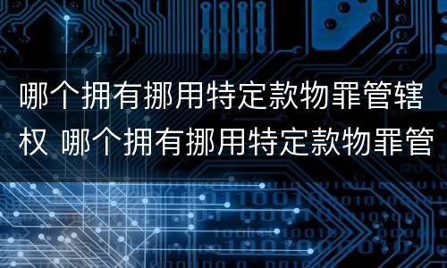 哪个拥有挪用特定款物罪管辖权 哪个拥有挪用特定款物罪管辖权的案件