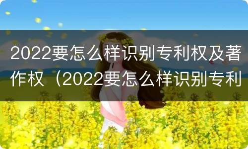 2022要怎么样识别专利权及著作权（2022要怎么样识别专利权及著作权的真实性）
