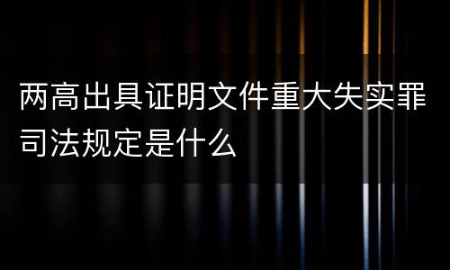 两高出具证明文件重大失实罪司法规定是什么