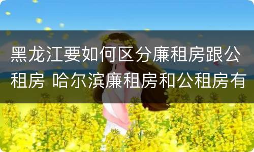 黑龙江要如何区分廉租房跟公租房 哈尔滨廉租房和公租房有什么区别