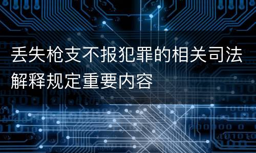 丢失枪支不报犯罪的相关司法解释规定重要内容