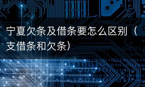 宁夏欠条及借条要怎么区别（支借条和欠条）