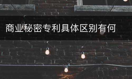 商业秘密专利具体区别有何