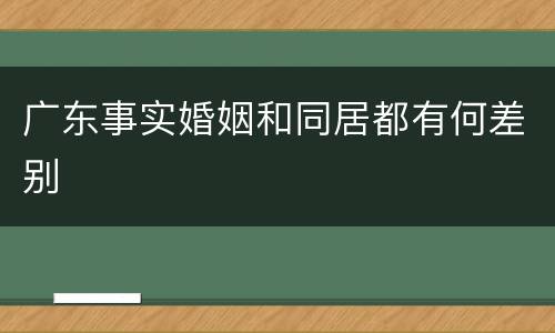广东事实婚姻和同居都有何差别