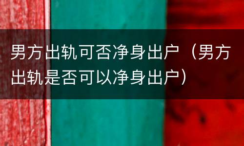男方出轨可否净身出户（男方出轨是否可以净身出户）