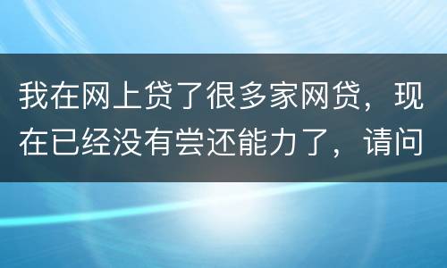 我在网上贷了很多家网贷，现在已经没有尝还能力了，请问我该怎么办，会被坐牢吗