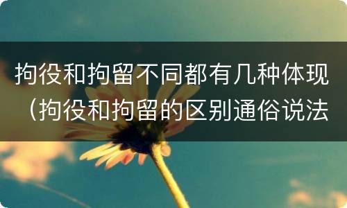 拘役和拘留不同都有几种体现（拘役和拘留的区别通俗说法）