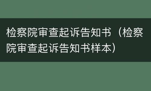 检察院审查起诉告知书（检察院审查起诉告知书样本）