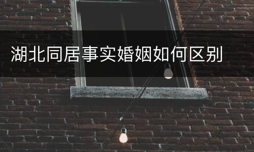 湖北同居事实婚姻如何区别