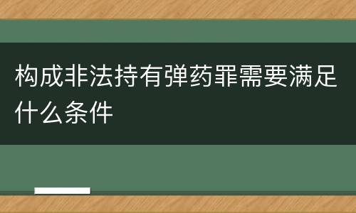 构成非法持有弹药罪需要满足什么条件