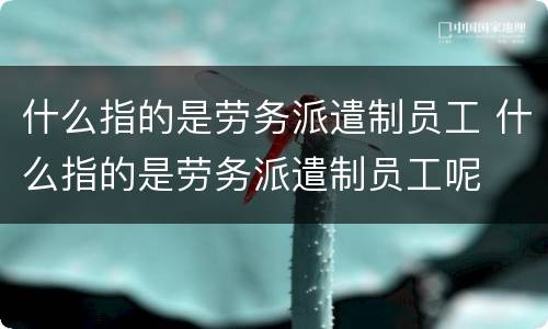 什么指的是劳务派遣制员工 什么指的是劳务派遣制员工呢
