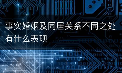 事实婚姻及同居关系不同之处有什么表现