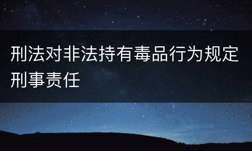 刑法对非法持有毒品行为规定刑事责任
