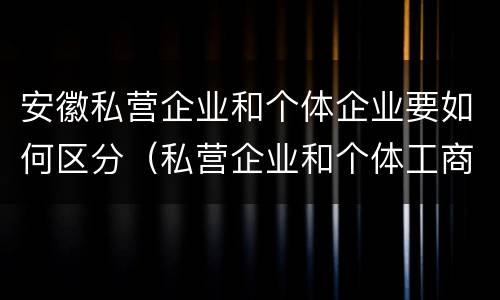 安徽私营企业和个体企业要如何区分（私营企业和个体工商户有什么区别）