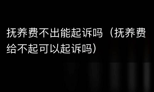 抚养费不出能起诉吗（抚养费给不起可以起诉吗）
