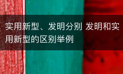 实用新型、发明分别 发明和实用新型的区别举例