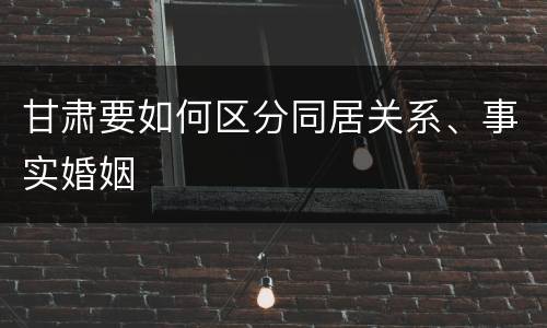 甘肃要如何区分同居关系、事实婚姻