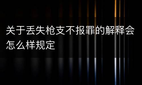关于丢失枪支不报罪的解释会怎么样规定