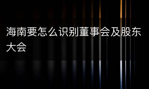 海南要怎么识别董事会及股东大会