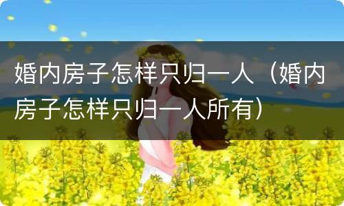 婚内房子怎样只归一人（婚内房子怎样只归一人所有）