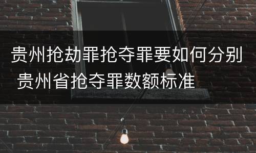 贵州抢劫罪抢夺罪要如何分别 贵州省抢夺罪数额标准