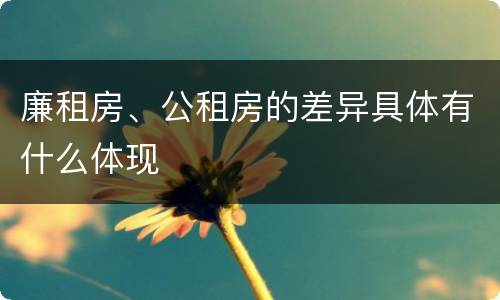 廉租房、公租房的差异具体有什么体现