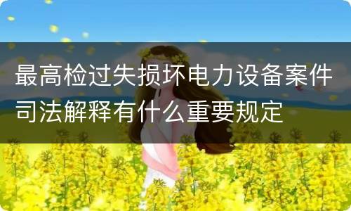 最高检过失损坏电力设备案件司法解释有什么重要规定
