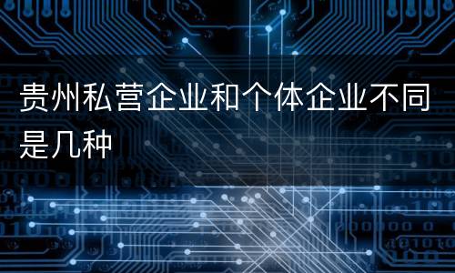 贵州私营企业和个体企业不同是几种