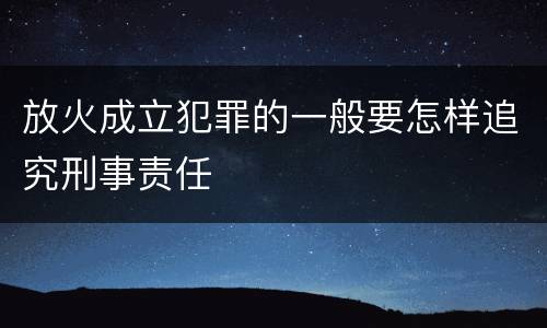 放火成立犯罪的一般要怎样追究刑事责任