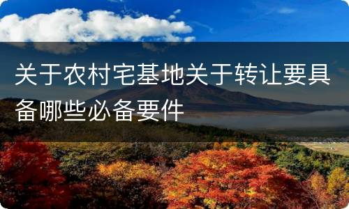 关于农村宅基地关于转让要具备哪些必备要件