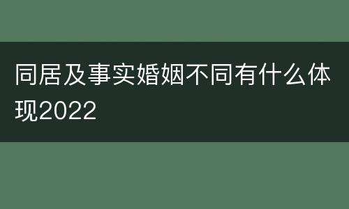同居及事实婚姻不同有什么体现2022