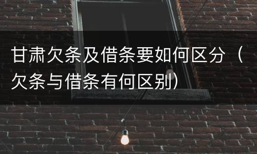 甘肃欠条及借条要如何区分（欠条与借条有何区别）