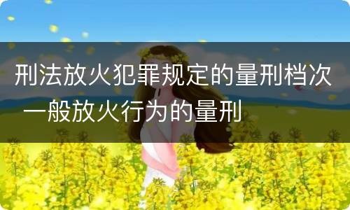 刑法放火犯罪规定的量刑档次 一般放火行为的量刑