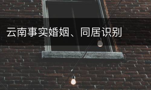 云南事实婚姻、同居识别